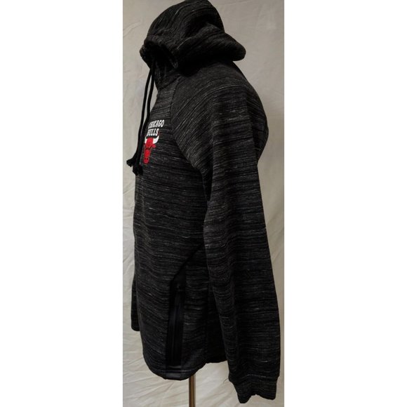 NBA Chicago Bulls Small Grey Black Zip Up Hooded Basketball Polyester Jacket - Picture 7 of 13